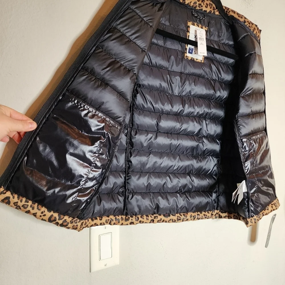 NWT‎ GAP Kids Leopard Puffer Zip Vest Brown Animal Print Size XXL Primaloft
